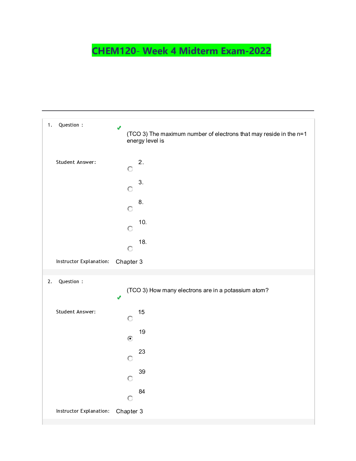 Preview image of CHEM120- Week 4 Midterm Exam-2022 document